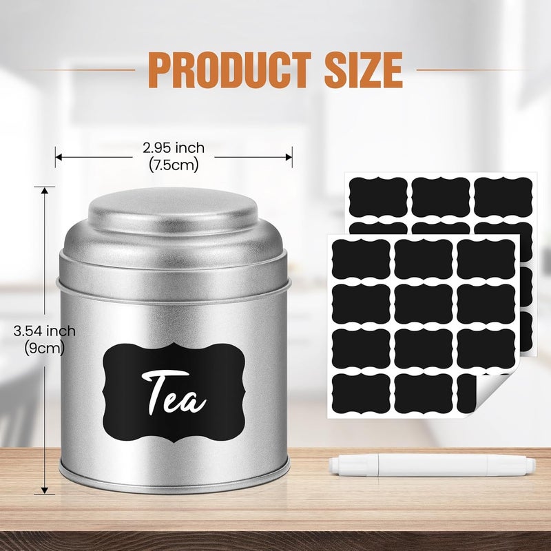 TRISCO Tea Tin with Airtight Double Lids for Loose Leaf Tea Storage, 8 Oz Kitchen Small Tin Can and Tea Canister for Tea Coffee Sugar Candy Spices (12 Pcs) - Image 2